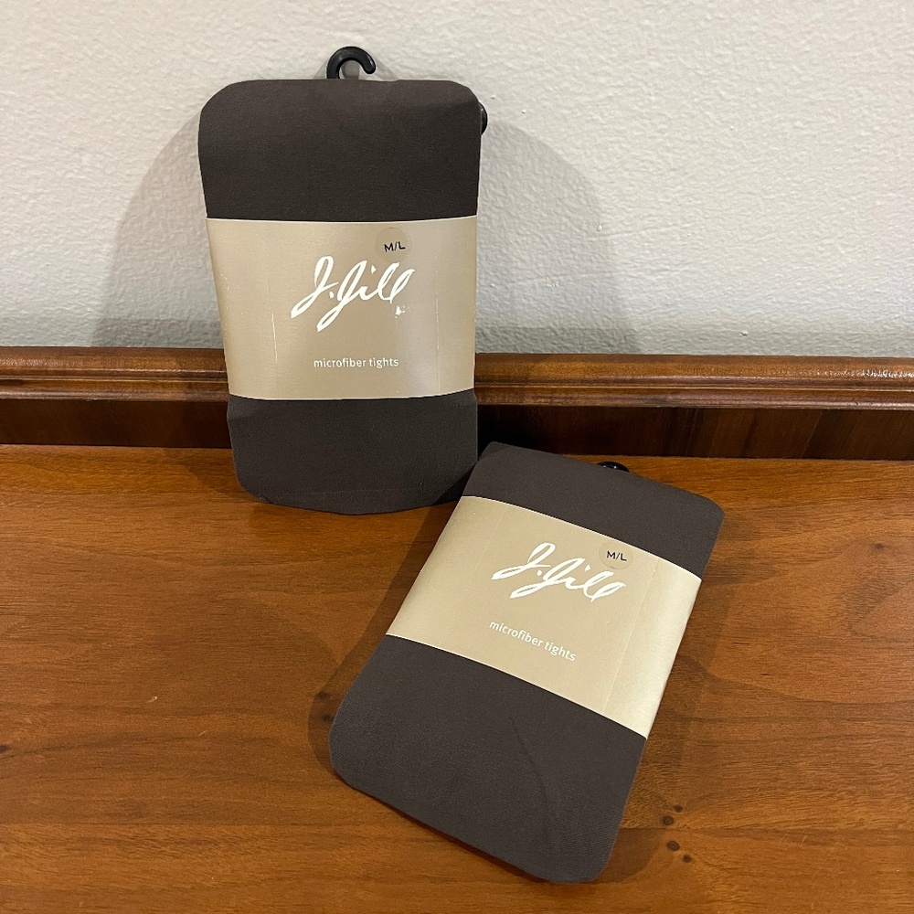 Set of 2 NWT J. Jill Solid Microfiber Tights in Shale [Taupe Brown] (Size M/L)